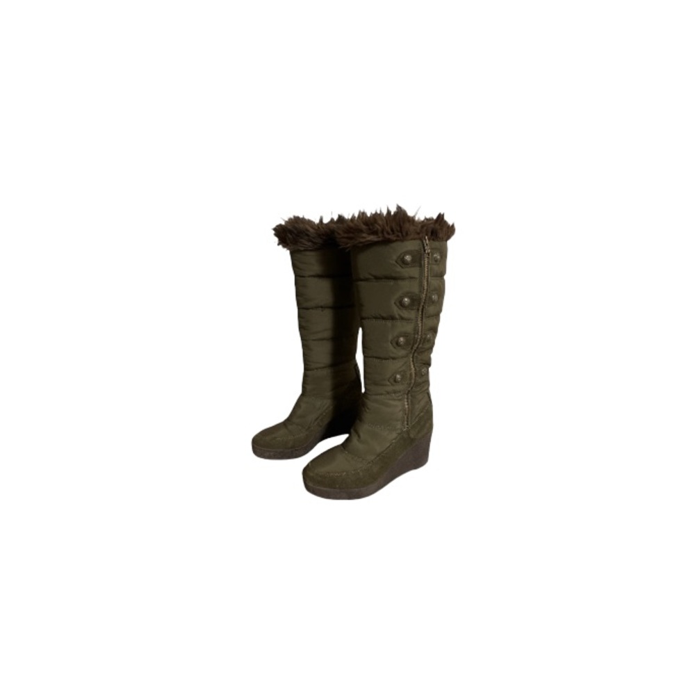 Juicy Couture Green Military Wedge Boots - Women’s Size 7.5